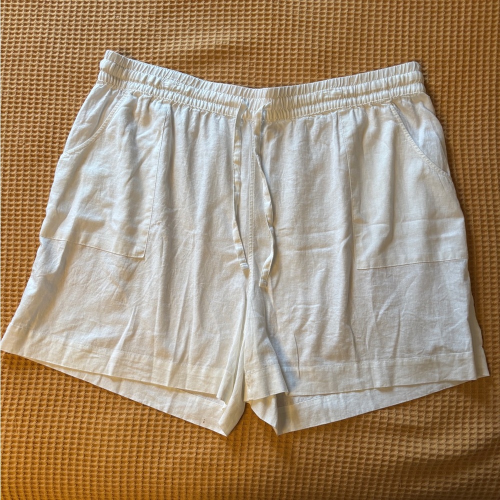 NWOT Cynthia Rowley White Linen Blend Drawstring Shorts | Women’s Plus 2X
